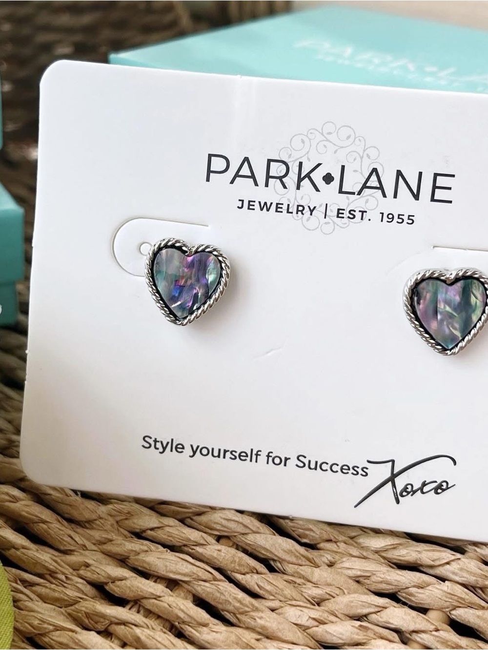 Park Lane Heart Abalone-Style Stud Earrings - Iridescent